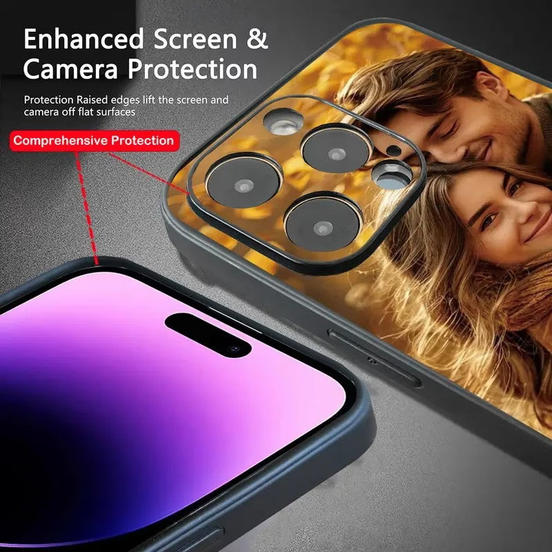 "Funda personalizable para iPhone con protección de cámara y pantalla — Custom iPhone case with enhanced camera and screen protection"