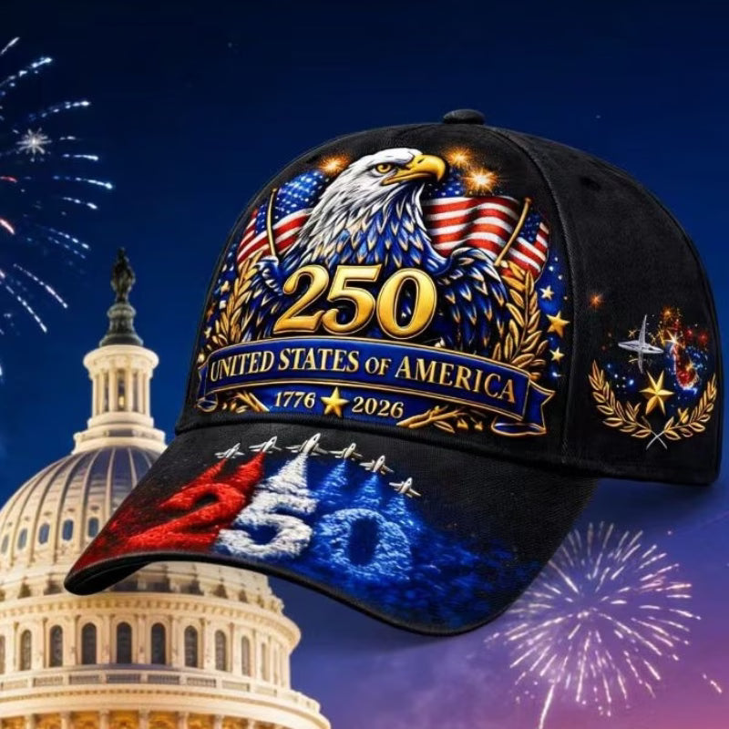 Gorra Mujer 250 Aniversario USA | Rosas 3D y Bandera | Talla Única Ajustable | 1776-2026