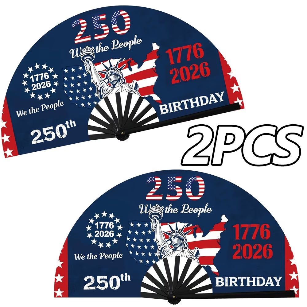 Pack 2 Abanicos Plegables Patrióticos | 250 Aniversario de América 1776-2026