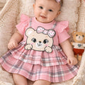 Vestido Romper Rosa para Bebé Niña con Diadema — Diseño Osito Tierno, Tallas 1-3M a 12-18M