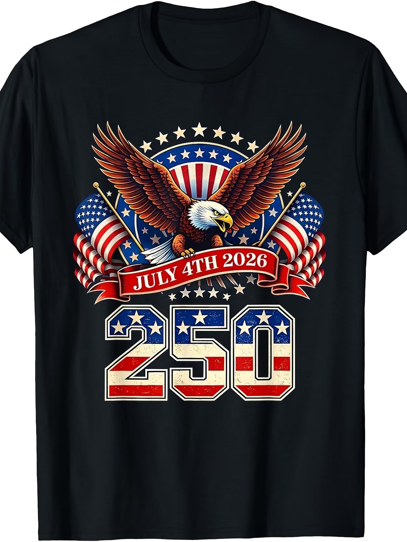 Camiseta Hombre 250 Aniversario USA | Águila y Bandera 1776-2026 | Tallas 0XL a 5XL