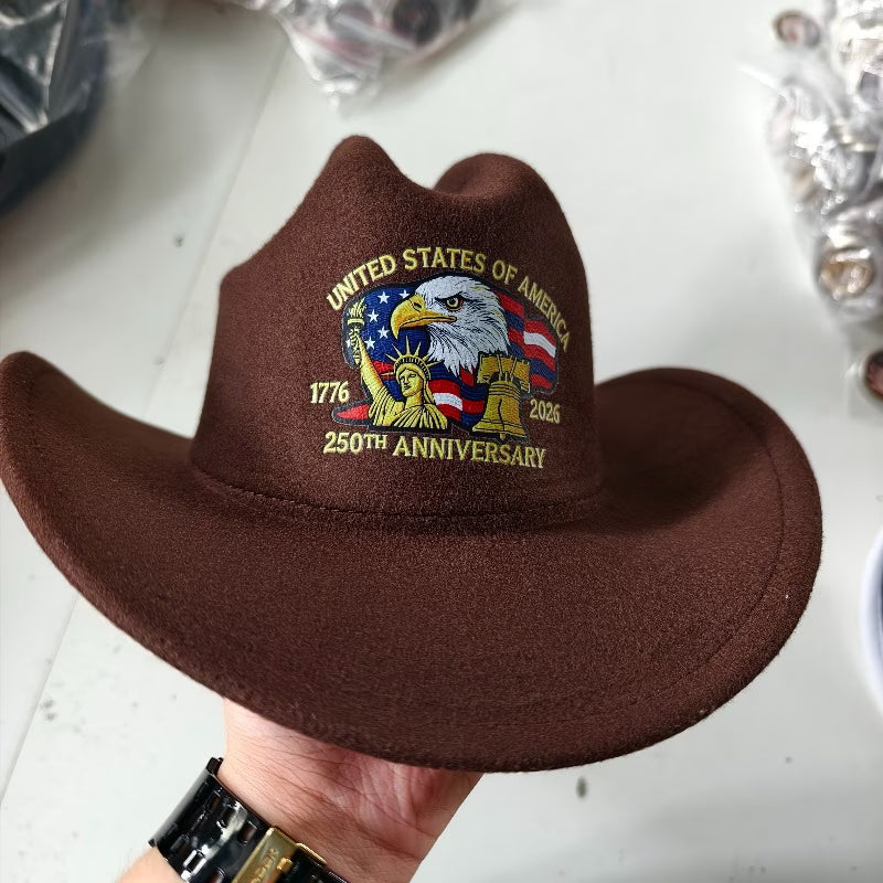 Sombrero Vaquero Patriótico 250 Aniversario USA 🤠 | Águila Bordada | 1776-2026 | 4 Colores