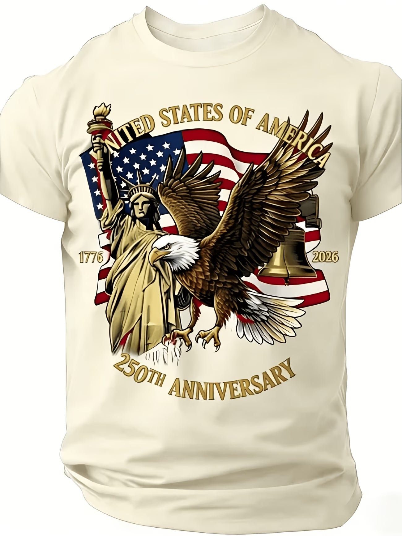 Camiseta Patriótica 250 Aniversario USA | Águila, Estatua de la Libertad y Bandera | Tallas 1XL a 6XL
