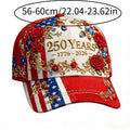 Gorra Mujer 250 Aniversario USA | Rosas 3D y Bandera | Talla Única Ajustable | 1776-2026