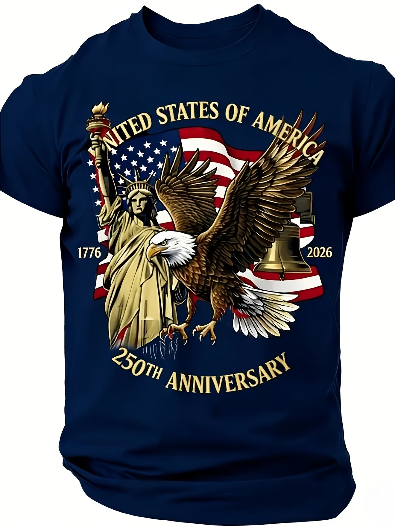 Camiseta Patriótica 250 Aniversario USA | Águila, Estatua de la Libertad y Bandera | Tallas 1XL a 6XL