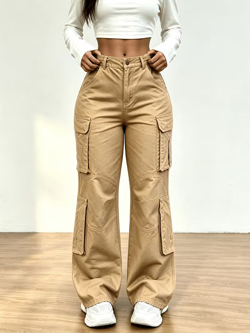 Pantalones Cargo de Mezclilla para Mujer en Tallas Grandes.