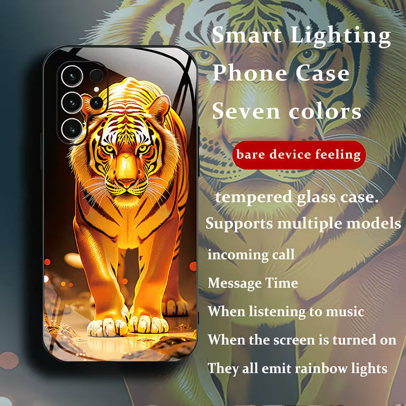 Funda luminosa diseño tigre de fuego — vista frontal de día — Soñando en Azul laferiadejulio.com