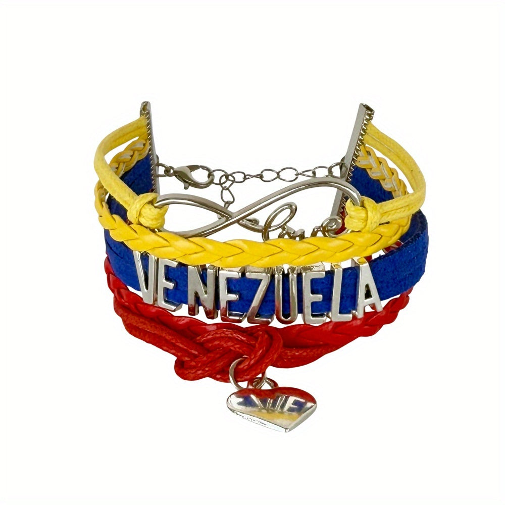 Pulsera Tejida a mano ,de Venezuela  con Amor Infinito | Unisex Ajustable | Regalo Patriótico y Significativo