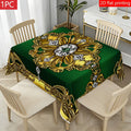 Mantel Verde Esmeralda con Ornamentos Dorados 💚✨ | Juego 1, 5 o 7 Piezas | Impresion 2D Plana