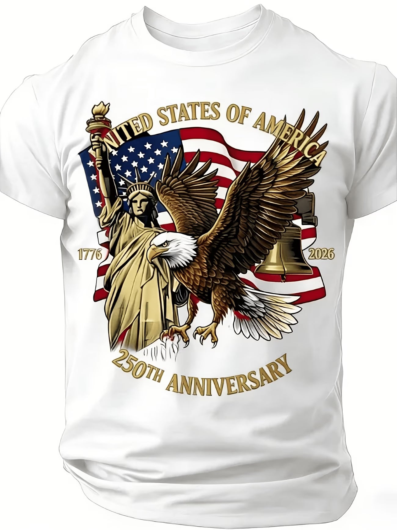 Camiseta Patriótica 250 Aniversario USA | Águila, Estatua de la Libertad y Bandera | Tallas 1XL a 6XL