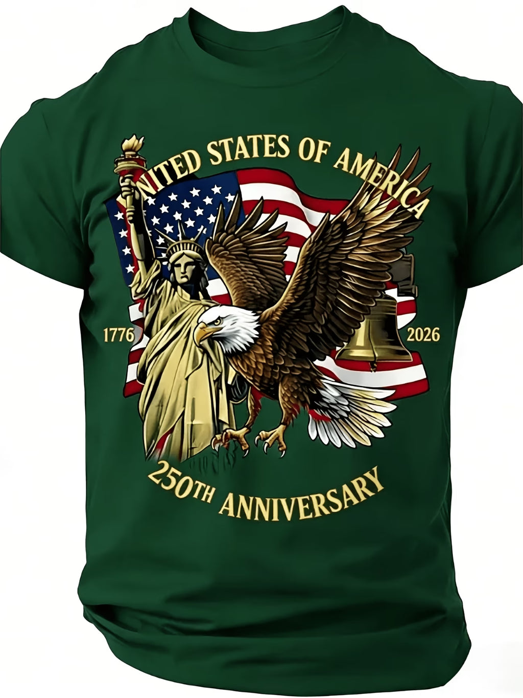 Camiseta Patriótica 250 Aniversario USA | Águila, Estatua de la Libertad y Bandera | Tallas 1XL a 6XL