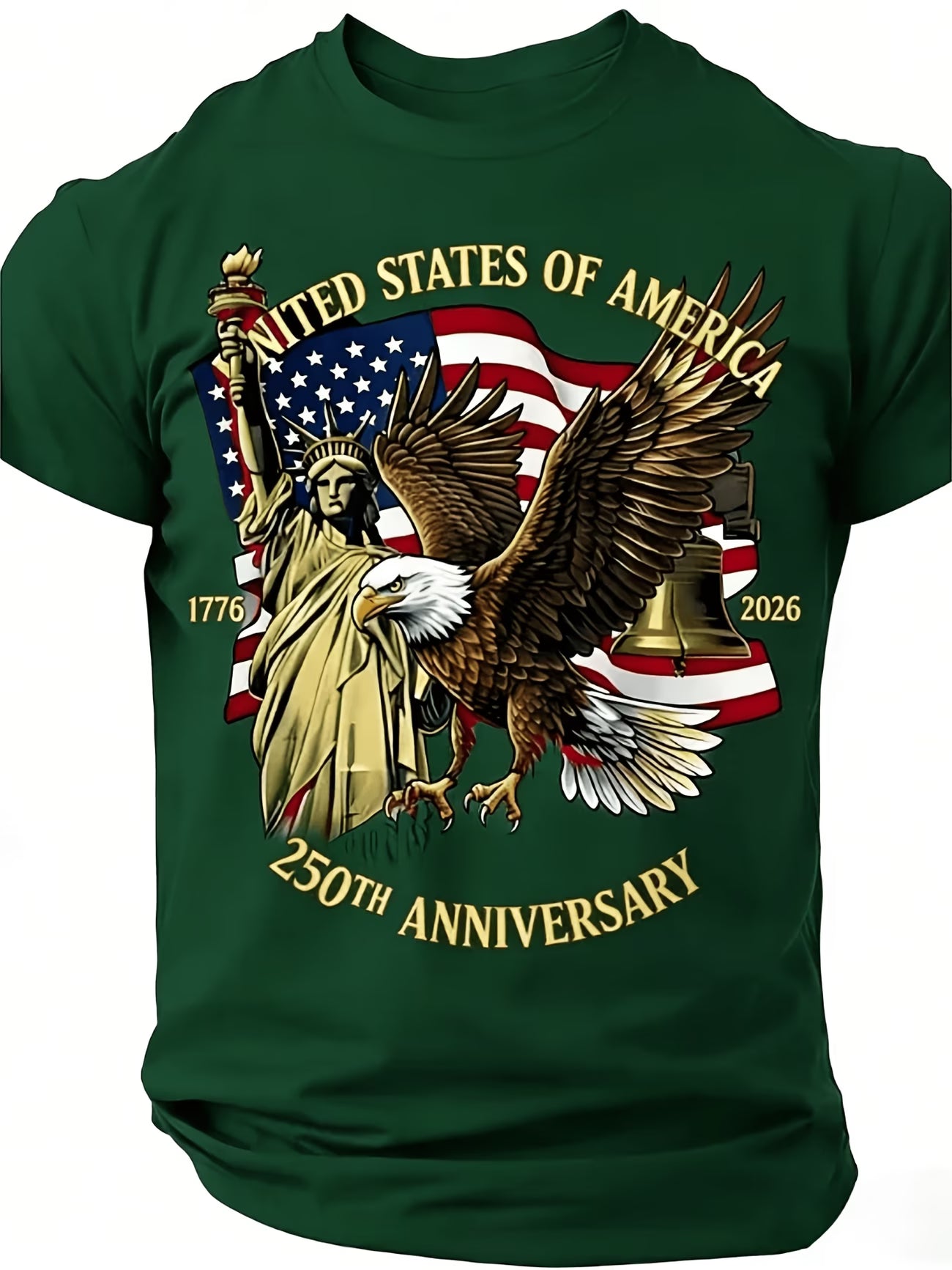 Camiseta Patriótica 250 Aniversario USA | Águila, Estatua de la Libertad y Bandera | Tallas 1XL a 6XL