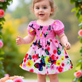 Vestido Rosa con Mariposas y Flores para Bebé y Niña | Manga Burbuja | Tallas 6M a 2-3 Años