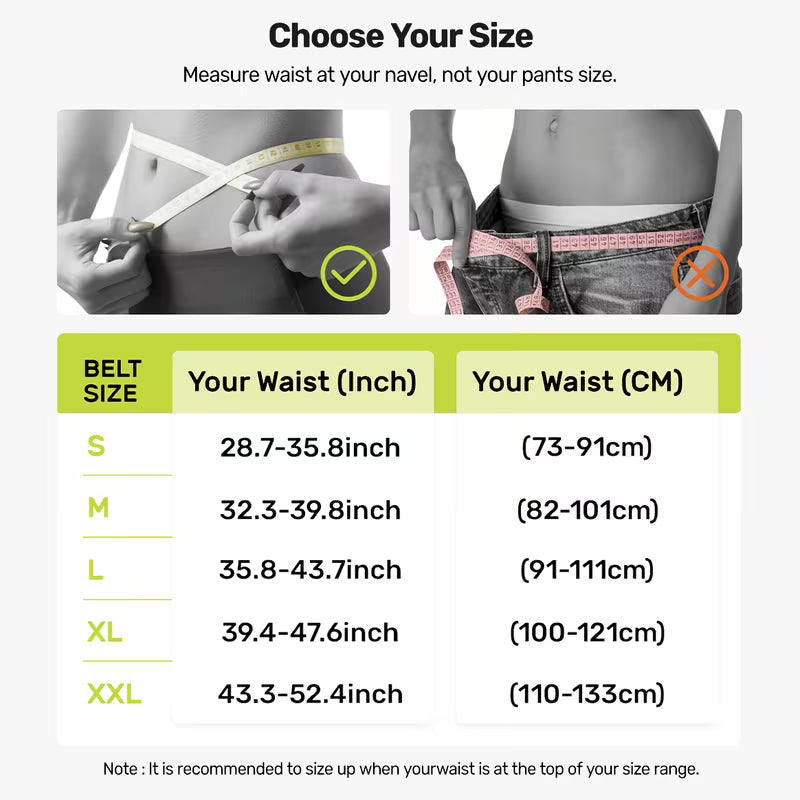 tallas faja lumbar S M L XL XXL cintura medida en centímetros