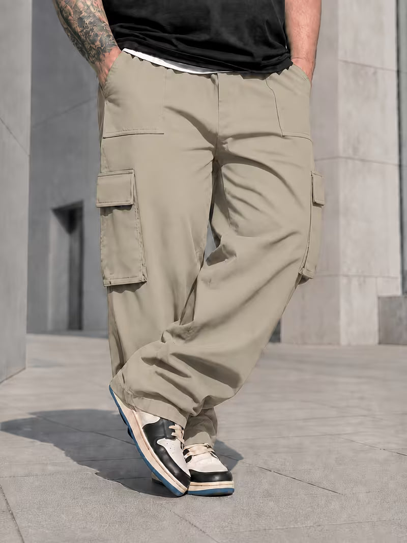 Pantalones cargo de pierna ancha para hombre de talla grande,