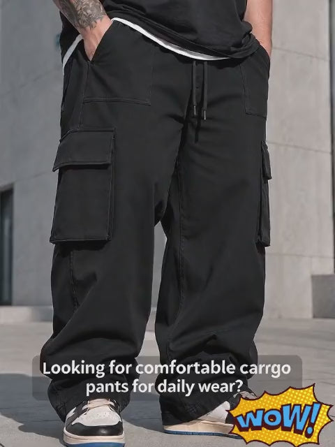 Pantalones cargo de pierna ancha para hombre de talla grande,